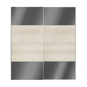 Atomia Panelled Anthracite oak effect High gloss 2 door Sliding Wardrobe Door kit (H)2250mm (W)2000mm