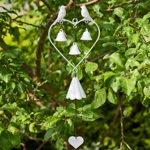 Love Birds Hanging Wind Chime with Bells Garden Ornament