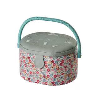 Medium Oval Sewing Box Sewing O'Clock Floral 20x24.5x15cm Sewing Online GA1124M