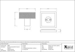 From The Anvil Polished Marine SS (316) Brompton Mortice/Rim Knob Set (Square)