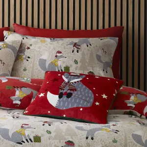 Christmas Foraging Fox Super Soft Brushed Duvet Cover Set