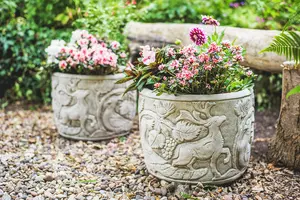 Pair of Peacock Design Stone Planter pots