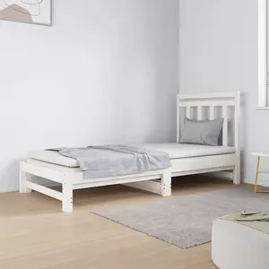 Berkfield Pull-out Day Bed White 2x(90x190) cm Solid Wood Pine