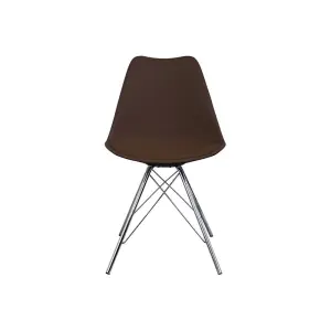 Soho Chocolate Brown Plastic Dining Chair with Chrome Metal Legs