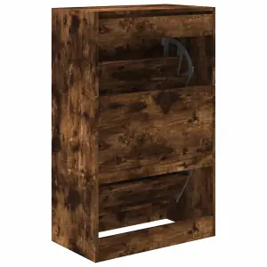 Shoe Cabinet Smoked Oak 60x34x96.5 cm Engineered Wood