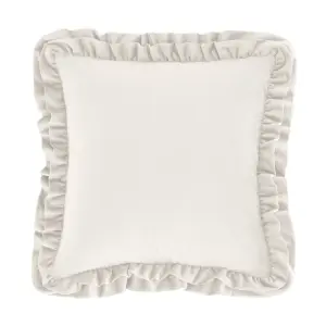 Catherine Lansfield So Soft Velvet Touch Double Frill 43x43 cm Cushion Cream