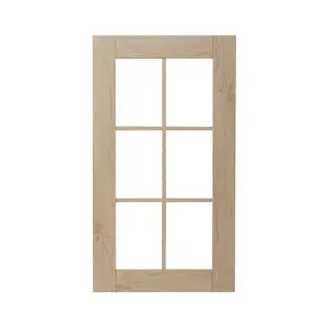 GoodHome Alpinia Matt light oak effect Shaker Glazed Tall glazed Cabinet door (W)500mm (H)895mm (T)18mm