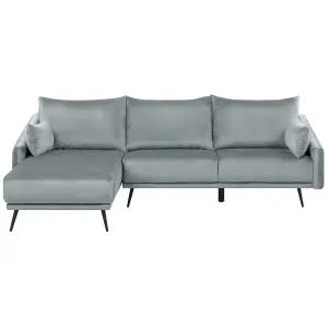 Corner Sofa with LED VARDE Grey Velvet Right Hand