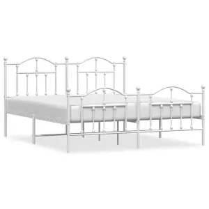 Berkfield Metal Bed Frame with Headboard and Footboard White 183x213 cm