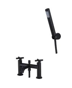 VURTU Noir Bath Shower Mixer With Handset,  1/4 Turn, High/ Low Water Pressure, 280(H) x 240(W), Black, 659850