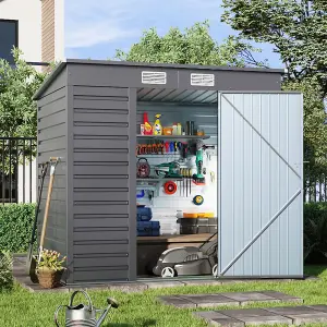 Outdoor Garden Bicycle Metal Storage Shed with Dual Doors Charcoal Black