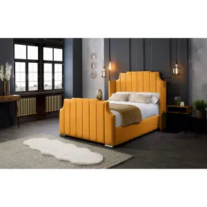 Nelly Plush Velvet Mustard Bed Frame