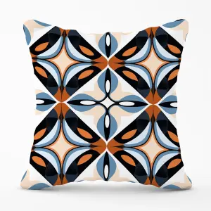 Brown And Blue Geometric Pattern Cushions 45cm x 45cm