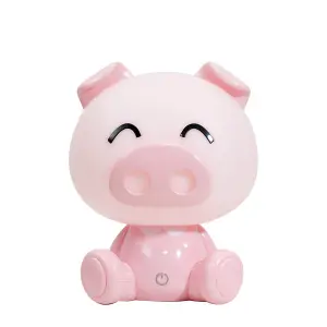 Luminosa Piggy Integrated LED Childrens Table Lamp, Pink