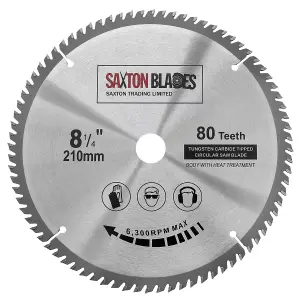 Saxton TCT21080T254B TCT Circular Saw Blade 210mm x 80 Teeth x  25.4mm Bore