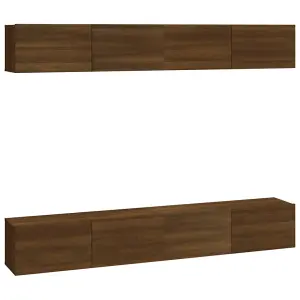 Berkfield Wall TV Cabinets 4 pcs Brown Oak 100x30x30 cm