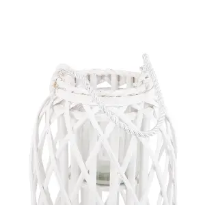 Wooden Candle Lantern 40 cm White MAURITIUS