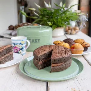 Living Nostalgia Airtight Cake Storage Tin/Cake Dome - English Sage Green