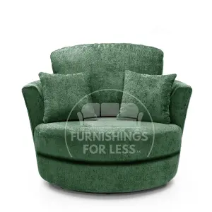 Monaco Chenille Fabric Swivel Chair 360 Rotation Foam Green