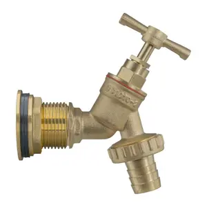 Water Butt Replacement Tap BRASS Metal Lever UK Bib Outlet Barb Quick Hosepipes Brass bib (Barbed) 1"