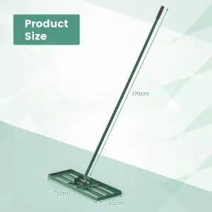 Costway 75 cm Lawn Leveling Rake Heavy Duty Metal Lawn Flat Rake w/ Handle