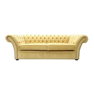 Chesterfield 3 Seater Sofa Settee Pimlico Corn Fabric In Balmoral Style