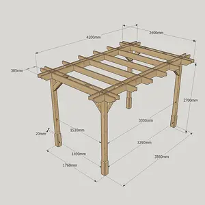 Double Premium Pergola - Wood - L240 x W420 x H270 cm - Light Green