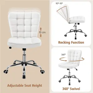 Yaheetech Modern Desk Chair with Adjustable Seat Height - White