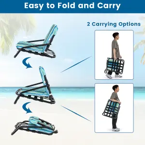 Costway 2 Pack Low Folding Beach Chairs Portable Camping Chairs w/ Quick-Drying Cotton