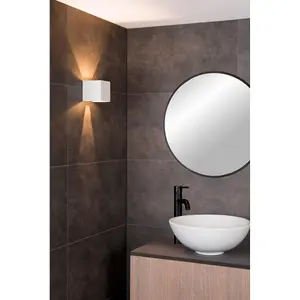 Lucide Axi Modern Square Up Down Wall Spotlight Bathroom - LED - 2x3,5W 2700K - IP54 - White