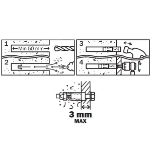 Diall M8 Carbon steel Zinc-plated Sleeve anchor (L)50mm, Pack of 4