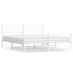 Berkfield Metal Bed Frame with Headboard and Footboard White 200x200 cm