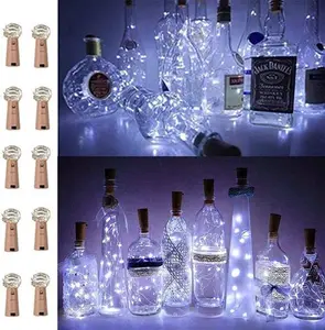 Wine Bottle Lights With Cork, 10 Pack Battery Operated LED Cork Shape Silver Copper Wire Colorful Fairy Mini String Lights For DIY, Party, Decor,