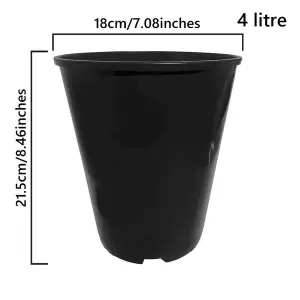 Deep Rose Pots Quality Plastic Plant Pot Tall Black Strong Flower  4 Litres x 20 Pots