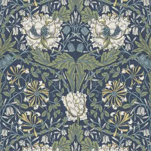 Galerie Arts and Crafts Blue Patterned Wallpaper