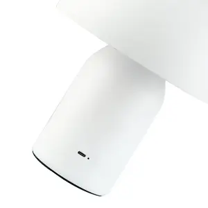 Modern Rechargeable Mushroom Table Lamp in Mat White with Touch Dimmer Button