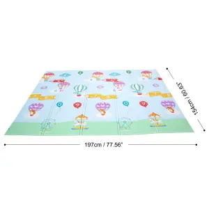 Teamson Kids - Hot Air Balloons Kids Soft Foam Crawling Mat, Blue/Gray