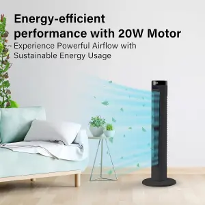 36" Tower Fan Electric Cooling Fan with Remote Control Oscillating Fan Quiet - Black