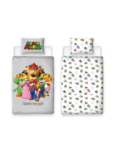 Nintendo Super Mario Bros Here We Go Single Duvet Cover and Pillowcase Set