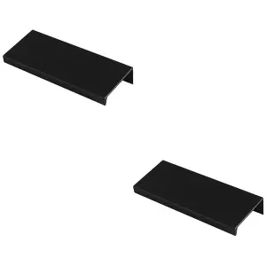 2 PACK - Square Edge Finger Pull Handle - Matt Black 100mm - Slim Cupboard Drawer