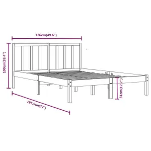 Berkfield Bed Frame White Solid Wood Pine 120x190 cm 4FT Small Double