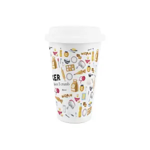 Baker Ceramic Travel Mug - Novelty Bakery Themed Gifts/New Job Presents - Double-Walled Insulated Hot/Cold Drinks Cup