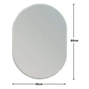 Showerdrape Lincoln Oval Wall Mounted Frameless Bevelled Edge Bathroom Mirror 60 x 45cm