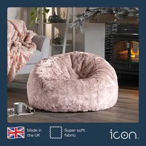 icon Hacienda Classic Faux Fur Bean Bag Chair Light Pink