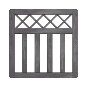 Grey Outdoor Cross Top Wooden Garden Gate Pedestrian Fence Yard Door with Accessory Kit,90cm x 90cm