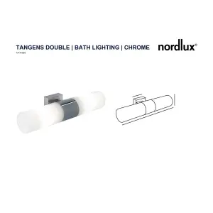 Nordlux Tangens Bathroom Shower Room Double Wall Light in Chrome 31cm Width