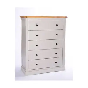 Loreo 5 Drawer Chest of Drawers Brass Knob