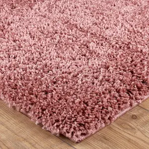 Modern Easy to Clean Pink Plain Shaggy Rug for Dining Rug-200cm X 285cm