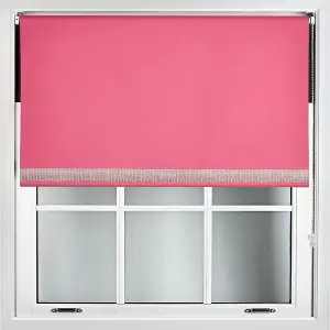 Furnished Diamante Edge Blackout Roller Blinds Made to Measure - Fuchsia Pink (W)150cm x (L)210cm