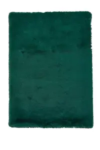 Jewel Green Shaggy Plain Modern Polyester Easy to Clean Rug for Living Room and Bedroom-60cm X 120cm